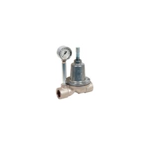 Low Pressure Fluid Back Pressure Regulator, 180 psi (12 bar) max pressure, AL wetted parts, manual, 1(f) inlet, 1(f) outlet with gauge<p>Part Number: 206019