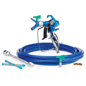 Contractor PC Airless Spray Gun, RAC X FF LP 210 & 312, BlueMax II Airless Hose 3/16 in x 25 ft, 10 in Extension, 2 - 100 Mesh Filter<p>Part Number: 17Y220