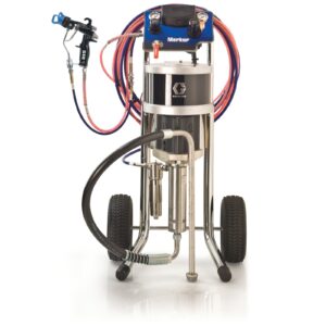 45:1 Merkur AA Package, 0.8 gpm (3 lpm) fluid flow, Cart Mount, PerformAA 50 Gun, Pump Air Controls, Gun Air/Fluid Hose, Fluid Filter<p>Part Number: G45C15