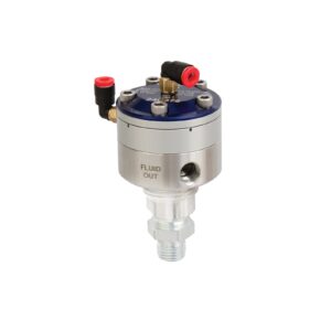 1:1 Precision Flow Fluid Pressure Regulator, 90 psi (6.2 bar) max pressure, silver ratio spacer<p>Part Number: 24C375