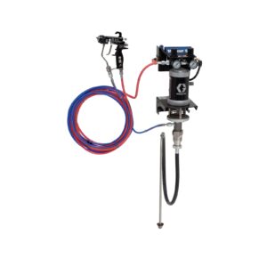 15:1 Merkur ES Air Assisted Package, 0.4 gpm (1.5 lpm) fluid flow, wall mount, with PerformAA 15 gun, suction hose, and plated steel<p>Part Number: 24F150