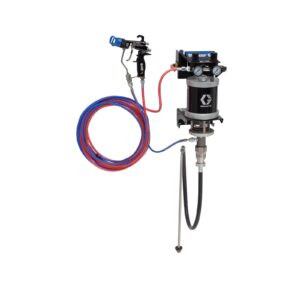 30:1 Merkur ES Air Assisted Package, 0.4 gpm (1.5 lpm) fluid flow, wall mount, with PerfermAA 50 gun, suction hose, and plated steel<p>Part Number: 24F156