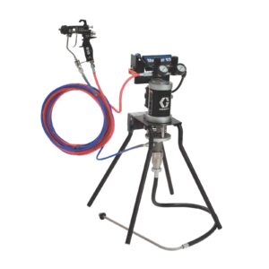 15:1 Merkur ES Air Assisted Package, 0.4 gpm (1.5 lpm) fluid flow, standard mount, with PerformAA 15 gun, suction hose, and plated steel<p>Part Number: 24F151