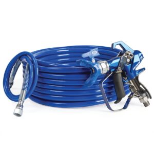 Contractor PC Compact Gun, 1/4 in x 50 ft BlueMax II Airless Hose, 1/8 in x 4.5 ft Whip Hose, RAC X LTX 517 SwitchTip<p>Part Number: 19Y475