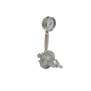 Low Pressure Fluid Regulator, 250 Max psi, 0-30 psi Range, 3.0 GPM, SST, Air Type, 3/8 (f) x 3/8 (f), 1/4 (f) Port<p>Part Number: 214980