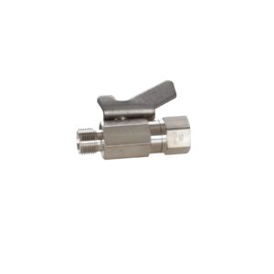 Low Pressure Ball Valve compatible with stainless steel, catalyst and waterborne materials, 3/8 in. npt(f) x 3/8 in. npsm(m)<p>Part Number: 237535