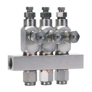 GL-43 Oil Injector, Carbon Steel, 3-Injector Manifold, 1/8 in. BSPP x 6 mm<p>Part Number: 24F546