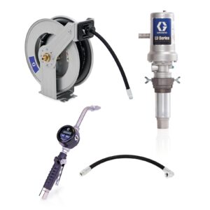 LD Series 5:1 Tank Mount Oil Pump with SD Series Hose Reel Package - Manual Meter Type<p>Part Number: 24J777