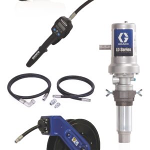 LD Series 3:1 Deluxe Tank Mount Oil Pump with SD Series 1/2 in. x 50 ft. Hose Reel Package - Manual Meter Type<p>Part Number: 24K799