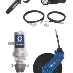 LD Series 3:1 Deluxe Tank Mount Oil Pump with SD Series 1/2 in. x 35 ft. Hose Reel Package - Manual Meter Type<p>Part Number: 24K834