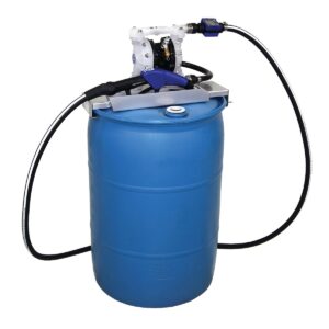 SD Blue Pump Drum Package - 2 ft (0.61 m) Suction Hose Length - Automatic Nozzle - SST Clamp Fittings<p>Part Number: 24V686