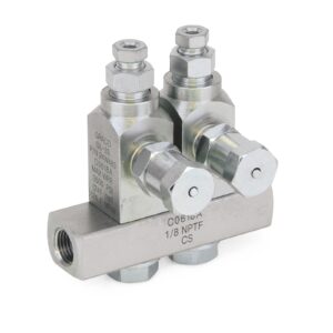 GL-33 Grease Injector, Carbon Steel, 2 Injector Manifold, 1/8 NPT<p>Part Number: 24W402