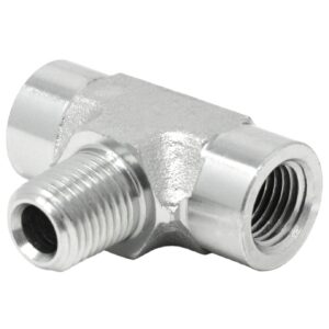 Male Branch Tee Fitting - 1/4 in. NPT Male x (2) 1/4 in. NPT Female<p>Part Number: 556407
