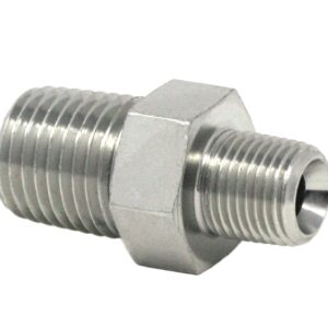 Hex Shoulder Nipples - Straight, 1/4 in x 1/8 in threads, Steel<p>Part Number: 556408