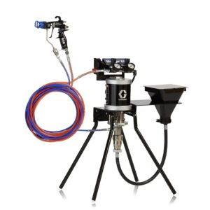 30:1 Merkur ES Air Assisted Package, 0.4 gpm (1.5 lpm) fluid flow, standard mount, with PerformAA 50 gun, hopper, and plated steel<p>Part Number: 24W285