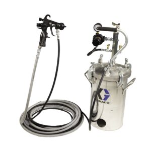 2 Gallon (7.5 L) Pressure Pot with Agitator and Stellair ACE Air Spray Gun, 0.055 in (1.4 mm) nozzle, 25 ft (7.6 m) fluid and air hose<p>Part Number: 2006498