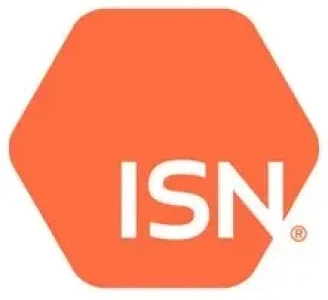 An orange hexagon with the white letters ISN centered inside, representing industrial equipment service in Sault Ste. Mar.
